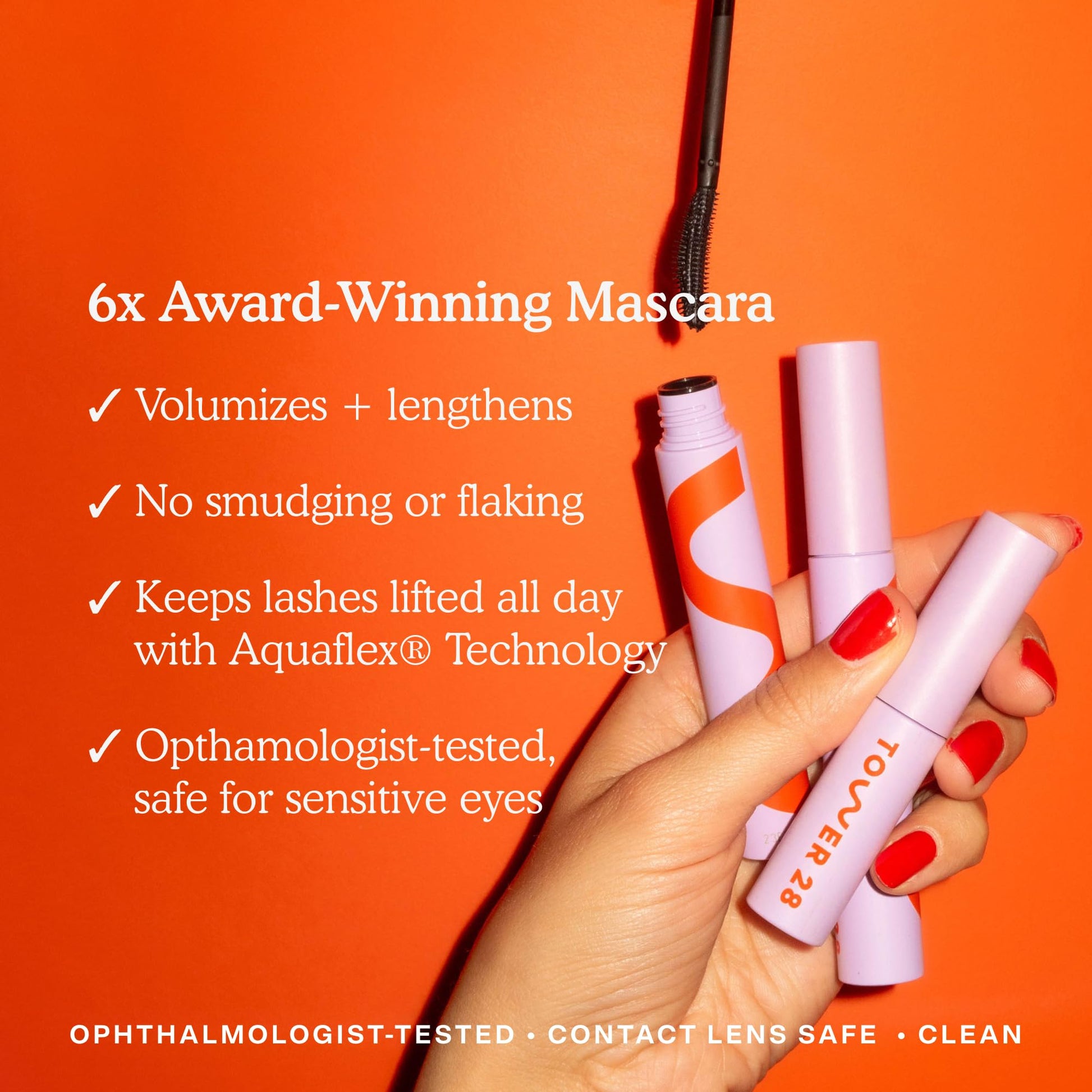 Tower 28 MakeWaves Vegan Black Mascara - Volumizing & Lengthening Mascara for Sensitive Eyes - With Aquaflex Technology for Humidity-Proof Lift - Hypoallergenic Eye Makeup - Jet (0.29 oz) - dailyvitalstore