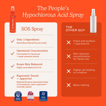 Tower 28 SOS Daily Rescue Facial Spray - Hypochlorous Acid Spray to Help Reduce Redness, Calm Irritation + Alleviate Flare-Ups - Purifying Travel Size Face Toner - Everyday Skin Care Essential (1 oz) - dailyvitalstore