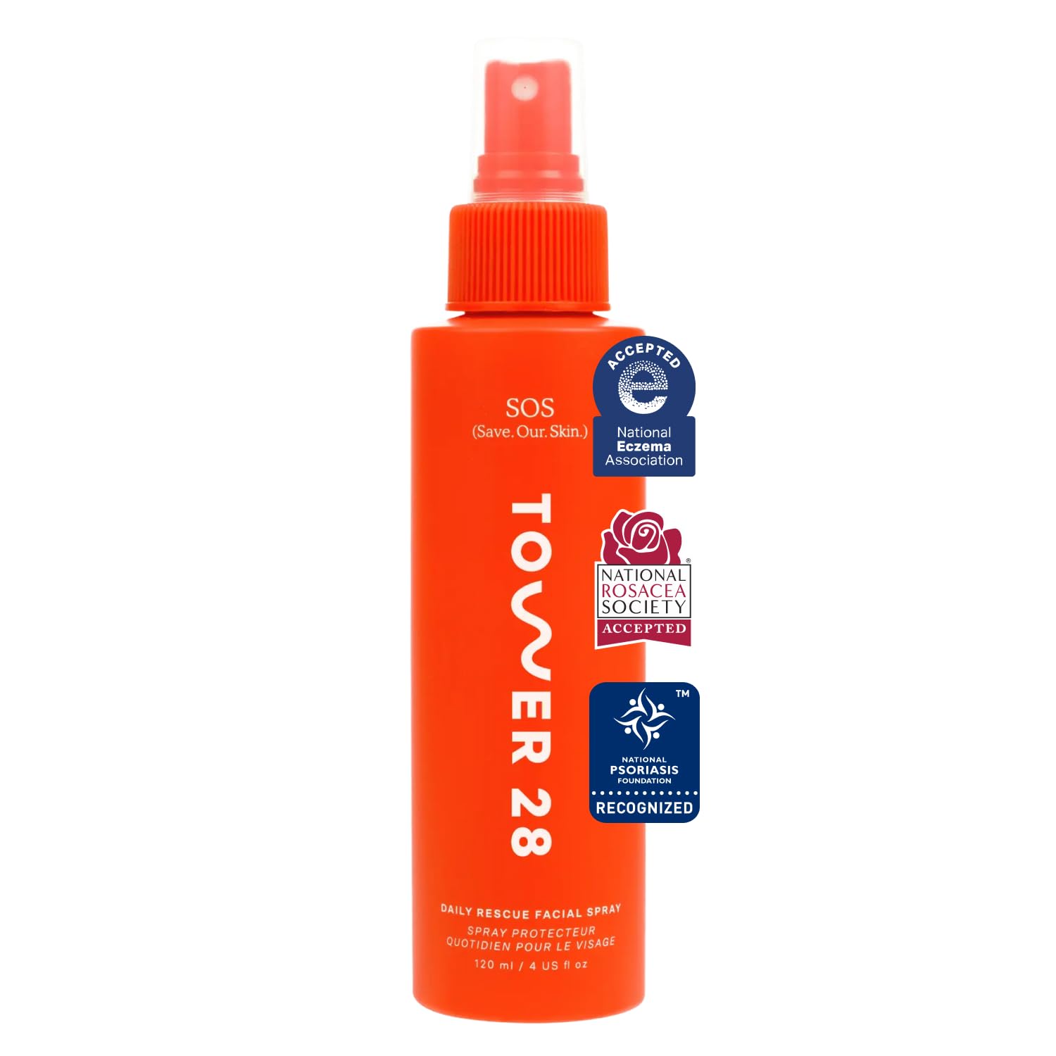 Tower 28 SOS Daily Rescue Facial Spray - Hypochlorous Acid Spray to Help Reduce Redness, Calm Irritation + Alleviate Flare-Ups - Soothing + Purifying Face Toner - Everyday Skin Care Essential (4 oz) - dailyvitalstore