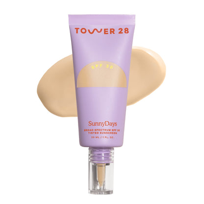 Tower 28 SunnyDays SPF 30 Tinted Moisturizer - 2-in-1 Buildable Coverage Foundation + Mineral Sunscreen for Face - Zinc Oxide, Aloe & Prickly Pear for Sensitive Skin - 15/Light Warm (1 oz) - dailyvitalstore