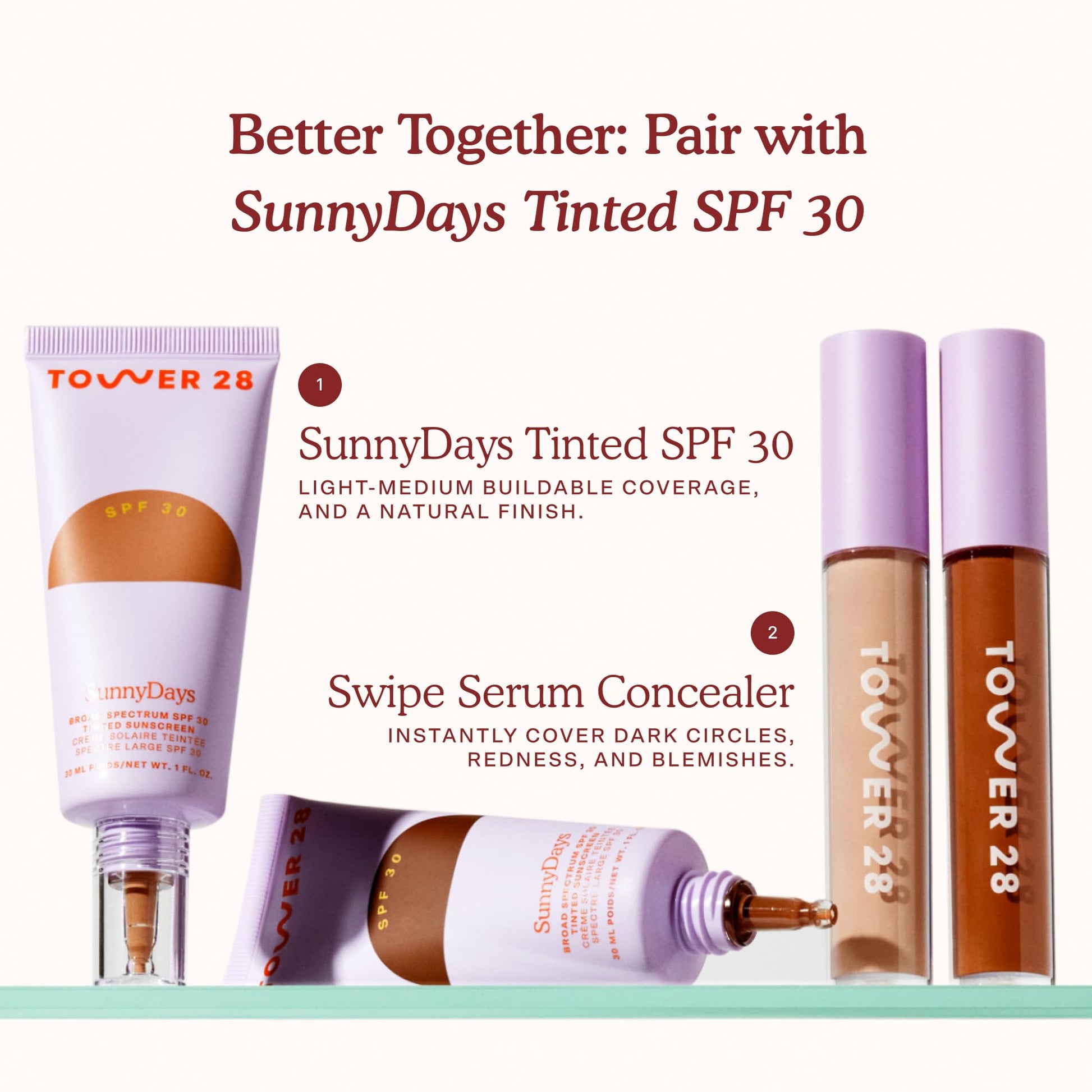 Tower 28 Swipe Serum Concealer - Hydrating Medium-Full Coverage Concealer + Under Eye Brightener - Skin Care Infused Makeup with Hyaluronic Acid + Soothing Centella - 1.0 Fair/Neutral (0.22 oz) - dailyvitalstore