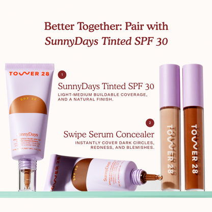 Tower 28 Swipe Serum Concealer - Hydrating Medium-Full Coverage Concealer + Under Eye Brightener - Skin Care Infused Makeup with Hyaluronic Acid + Soothing Centella - 1.0 Fair/Neutral (0.22 oz) - dailyvitalstore