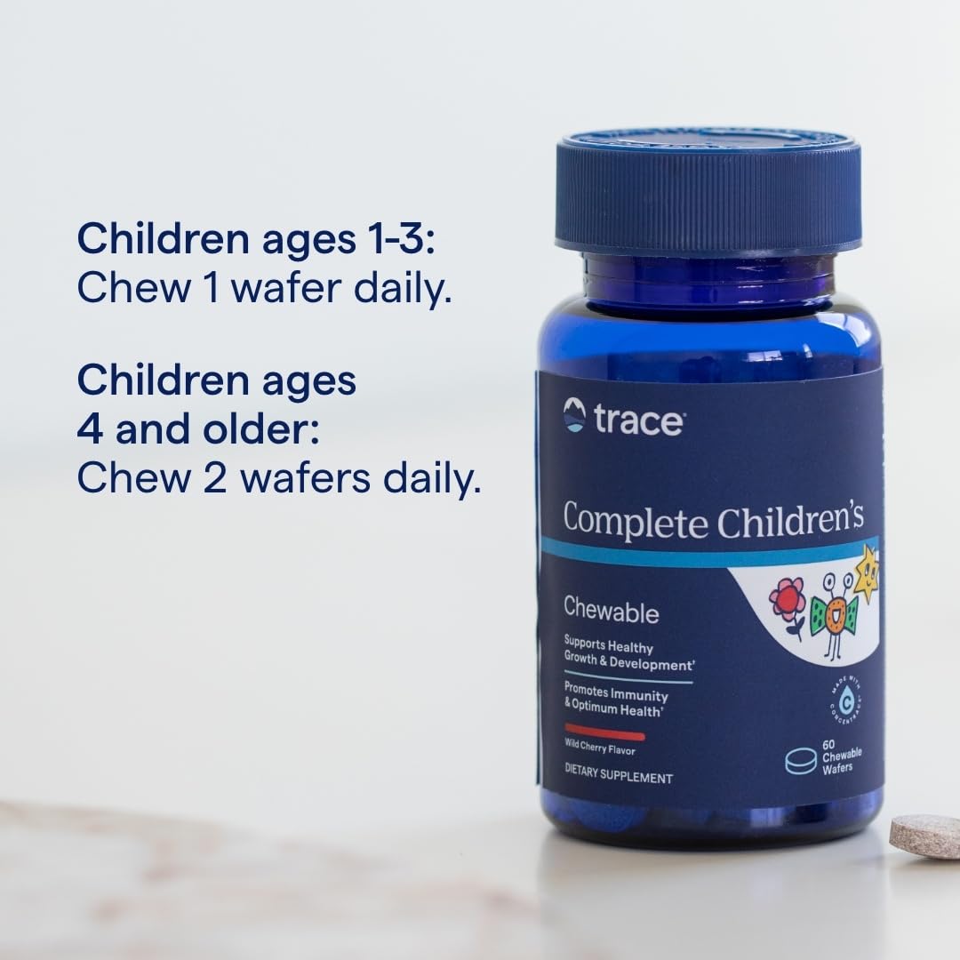 Trace Minerals Complete Children's Chewable - Gluten-Free Multivitamin for Kids - Chewable Multivitamin Supplement to Support Health & Development - 60 Chewable Wafers (30 Servings) - dailyvitalstore