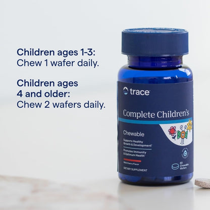 Trace Minerals Complete Children's Chewable - Gluten-Free Multivitamin for Kids - Chewable Multivitamin Supplement to Support Health & Development - 60 Chewable Wafers (30 Servings) - dailyvitalstore
