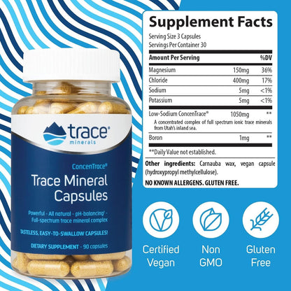 Trace Minerals ConcenTrace Trace Mineral Capsules - ConcenTrace Capsules for Overall Health - Bone Strength, Muscle Recovery & Energy Support - dailyvitalstore