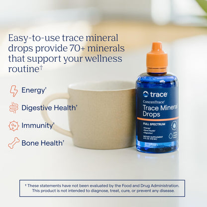 Trace Minerals ConcenTrace Trace Mineral Drops | Supports Energy, Digestion, Bone Health & Hydration, 70+ Ionic w/Magnesium, Chloride & Potassium - dailyvitalstore
