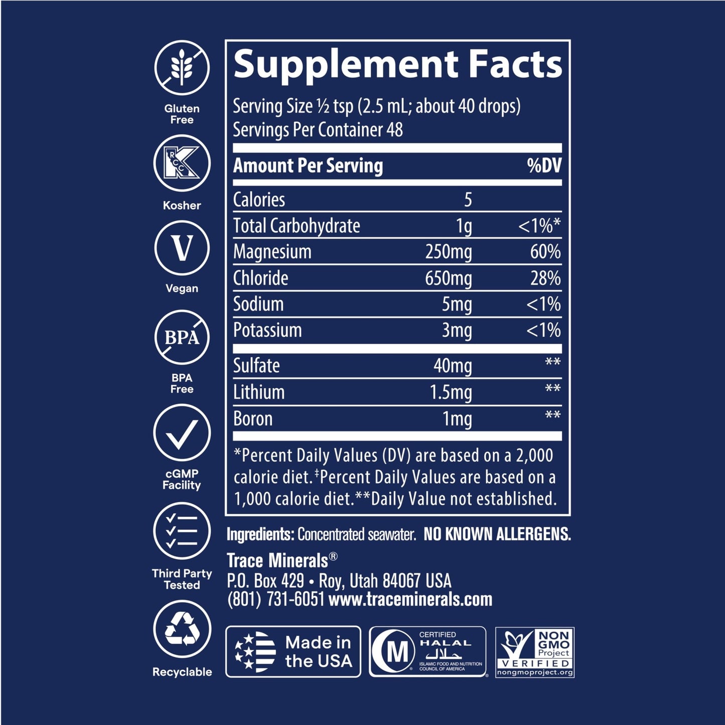 Trace Minerals ConcenTrace Trace Mineral Drops | Supports Energy, Digestion, Bone Health & Hydration, 70+ Ionic w/Magnesium, Chloride & Potassium - dailyvitalstore