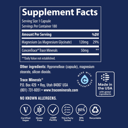 Trace Minerals Magnesium Glycinate - Gentle Magnesium Glycinate Supplement for Healthy Sleep & Relaxation Support - Healthy Mind & Energy - dailyvitalstore