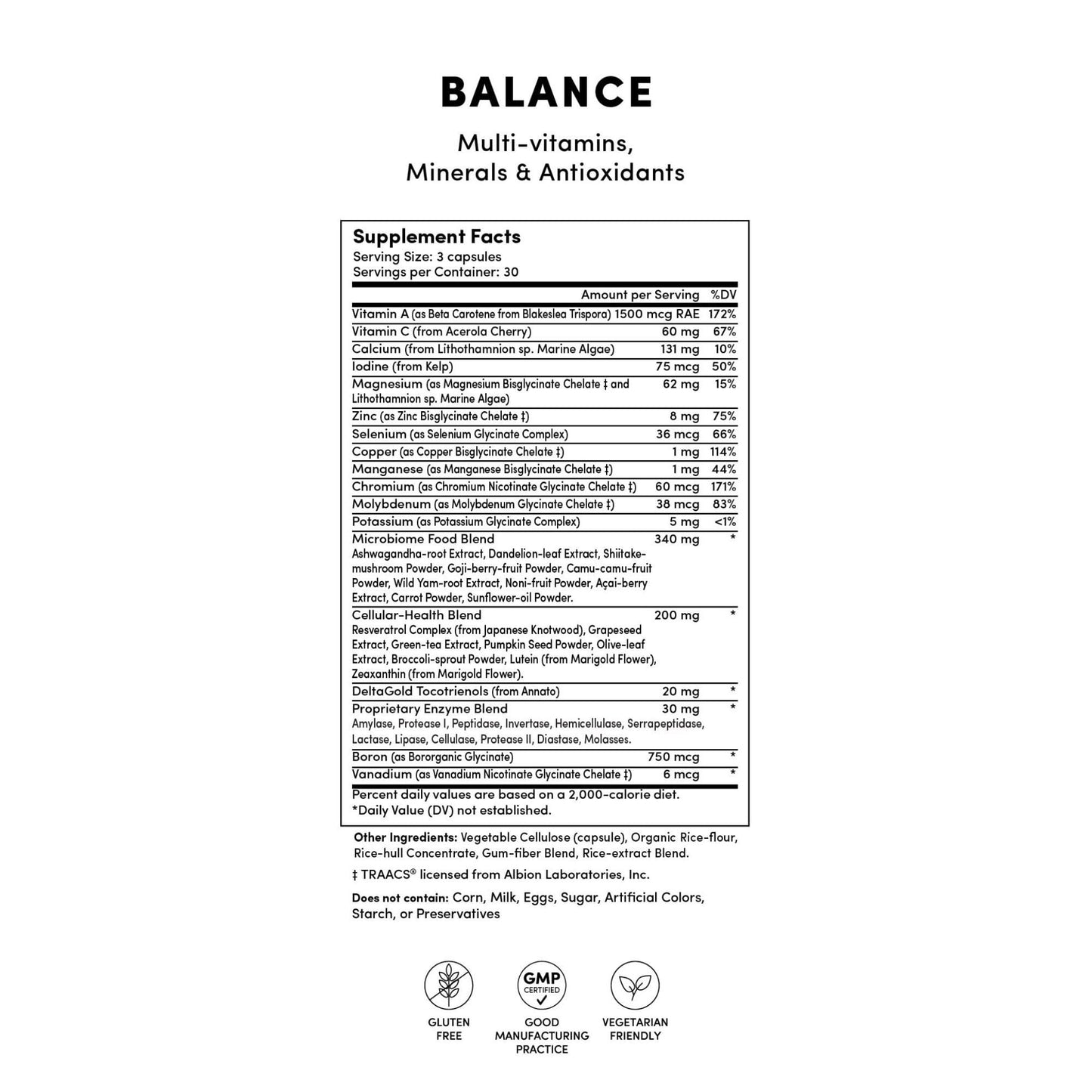 Tranont Balance | 90 Count | Multi-Mineral & Vitamin Capsules for Adults | Vitamin C, A, and E Magnesium, Zinc, Calcium, and Iodine | Boosts Immunity, Energy, and Digestion | Gluten Free, Vegetarian - dailyvitalstore