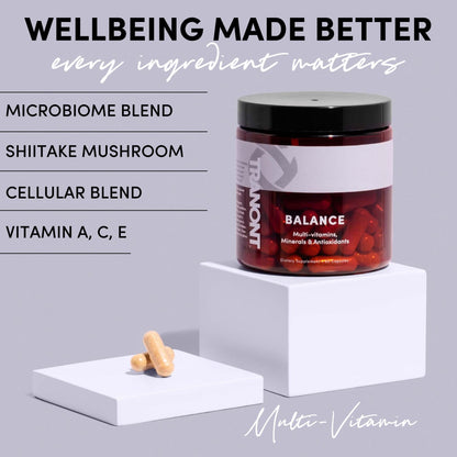 Tranont Balance | 90 Count | Multi-Mineral & Vitamin Capsules for Adults | Vitamin C, A, and E Magnesium, Zinc, Calcium, and Iodine | Boosts Immunity, Energy, and Digestion | Gluten Free, Vegetarian - dailyvitalstore