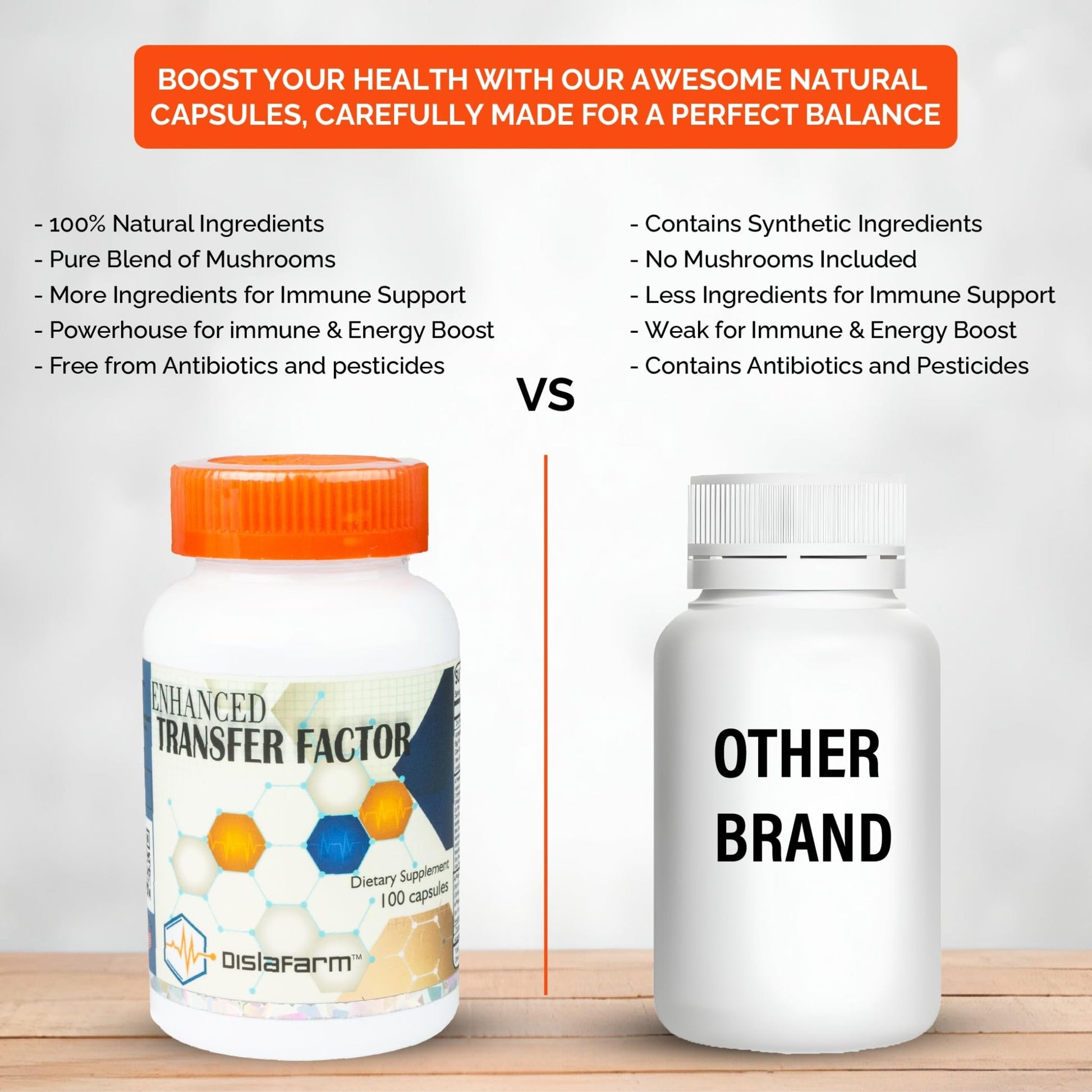 Transfer Factor Enhanced, 100 Natural Capsules, Immune Support - Transfer Factor Multi Immune from Cow Colostrum, Egg Yolk & Special Blend of Mushrooms - dailyvitalstore