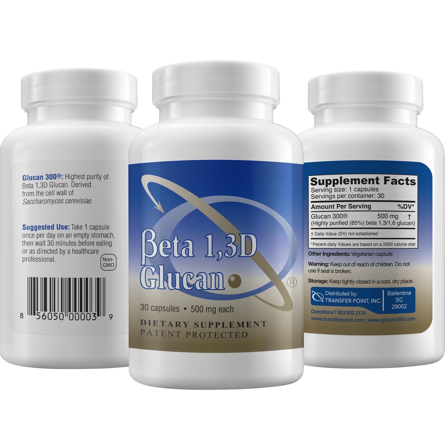 Transfer Point Immune Support Supplement Highly Purified Beta Glucan 500 mg per Capsule (b-glucan Fiber) (Pack of 1) - dailyvitalstore