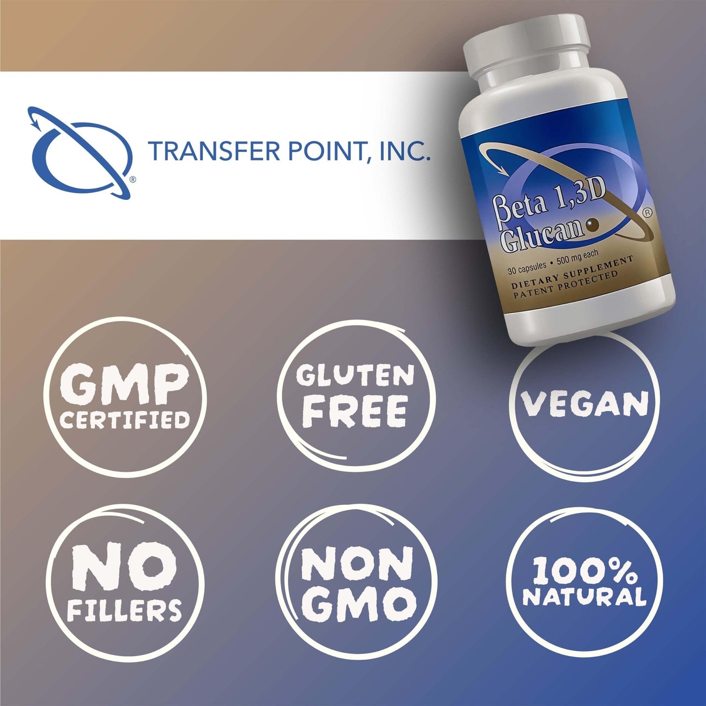 Transfer Point Immune Support Supplement Highly Purified Beta Glucan 500 mg per Capsule (b-glucan Fiber) (Pack of 1) - dailyvitalstore