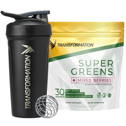 Transformation Super Greens Superfood Powder & Performance Insulated Shaker Bottle | Immune & Energy Support | Made with Natural Ingredients | Detoxifying & Alkalizing Minerals - dailyvitalstore