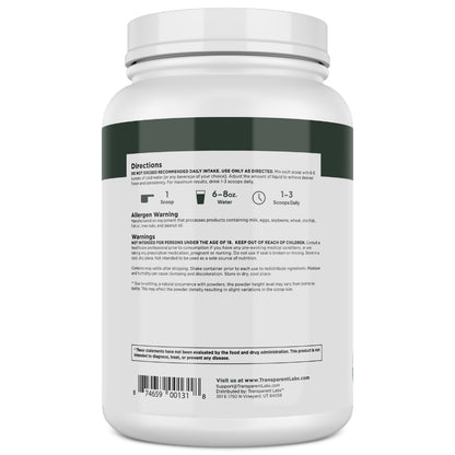 Transparent Labs 100% Pea Protein Powder - 28g Organic Plant Protein per Serving, Clean Pea Isolate Powder, USDA Organic, Vegan, Gluten-Free, Sugar-Free, Non-GMO - 30 Servings, Chocolate - dailyvitalstore