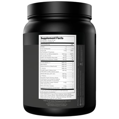 Transparent Labs Bulk Black Pre Workout - Clinically Dosed, Sugar Free Preworkout for Men and Women with Beta Alanine Powder, Citrulline Malate - dailyvitalstore