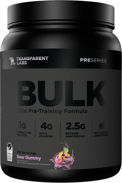 Transparent Labs Bulk Black Pre Workout - Clinically Dosed, Sugar Free Preworkout for Men and Women with Beta Alanine Powder, Citrulline Malate - dailyvitalstore