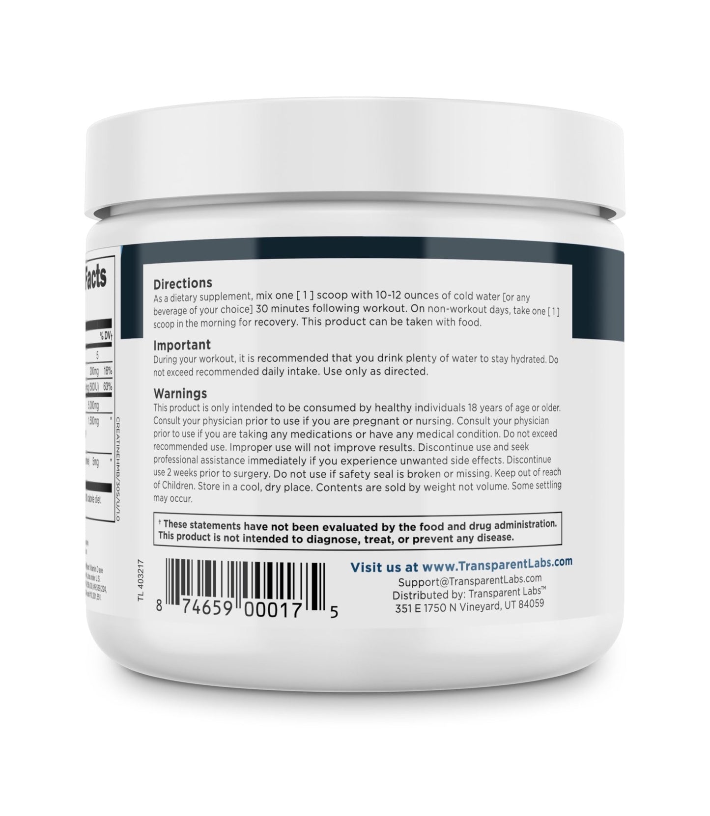 Transparent Labs Creatine HMB - Creatine Monohydrate Powder with HMB for Muscle Growth, Increased Strength, Enhanced Energy Output, and Improved Athletic Performance - 30 Servings, Unflavored - dailyvitalstore