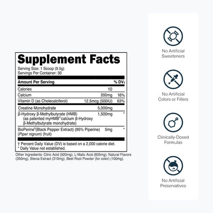 Transparent Labs Creatine HMB - Creatine Monohydrate Powder with HMB for Muscle Growth, Increased Strength, Enhanced Energy Output, and Improved Athletic Performance - dailyvitalstore