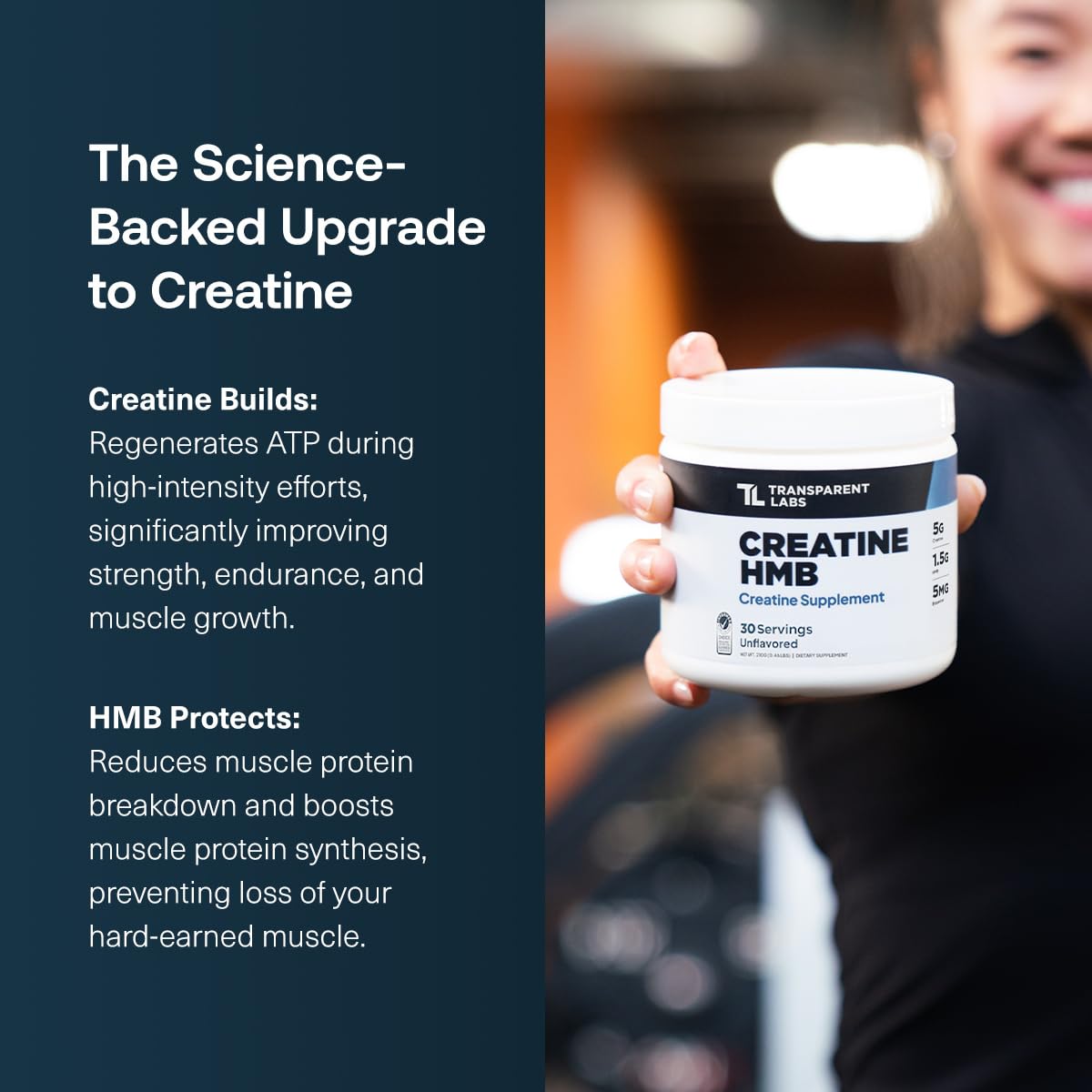 Transparent Labs Creatine HMB - Creatine Monohydrate Powder with HMB for Muscle Growth, Increased Strength, Enhanced Energy Output, and Improved Athletic Performance - 30 Servings, Unflavored - dailyvitalstore