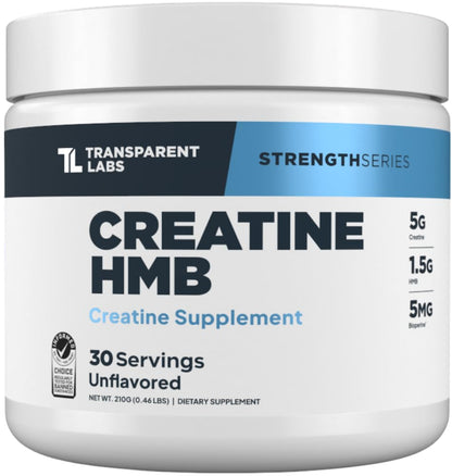 Transparent Labs Creatine HMB - Creatine Monohydrate Powder with HMB for Muscle Growth, Increased Strength, Enhanced Energy Output, and Improved Athletic Performance - 30 Servings, Unflavored - dailyvitalstore