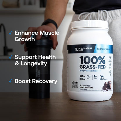 Transparent Labs Grass-Fed Whey Protein Isolate - Natural Flavor, Gluten Free Whey Protein Powder w/ 28g of Protein per Serving - dailyvitalstore