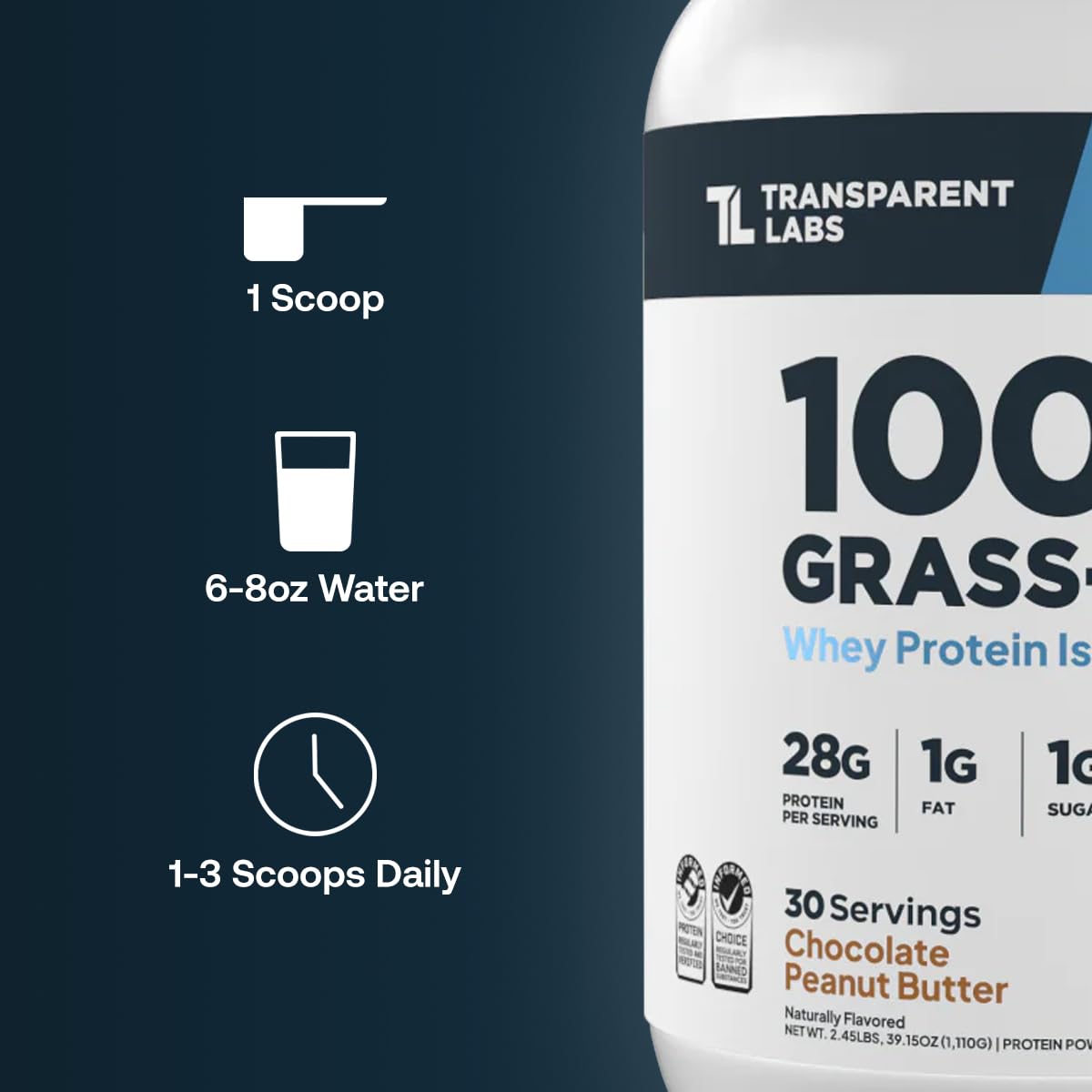 Transparent Labs Grass-Fed Whey Protein Isolate - Natural Flavor, Gluten Free Whey Protein Powder w/ 28g of Protein per Serving - dailyvitalstore