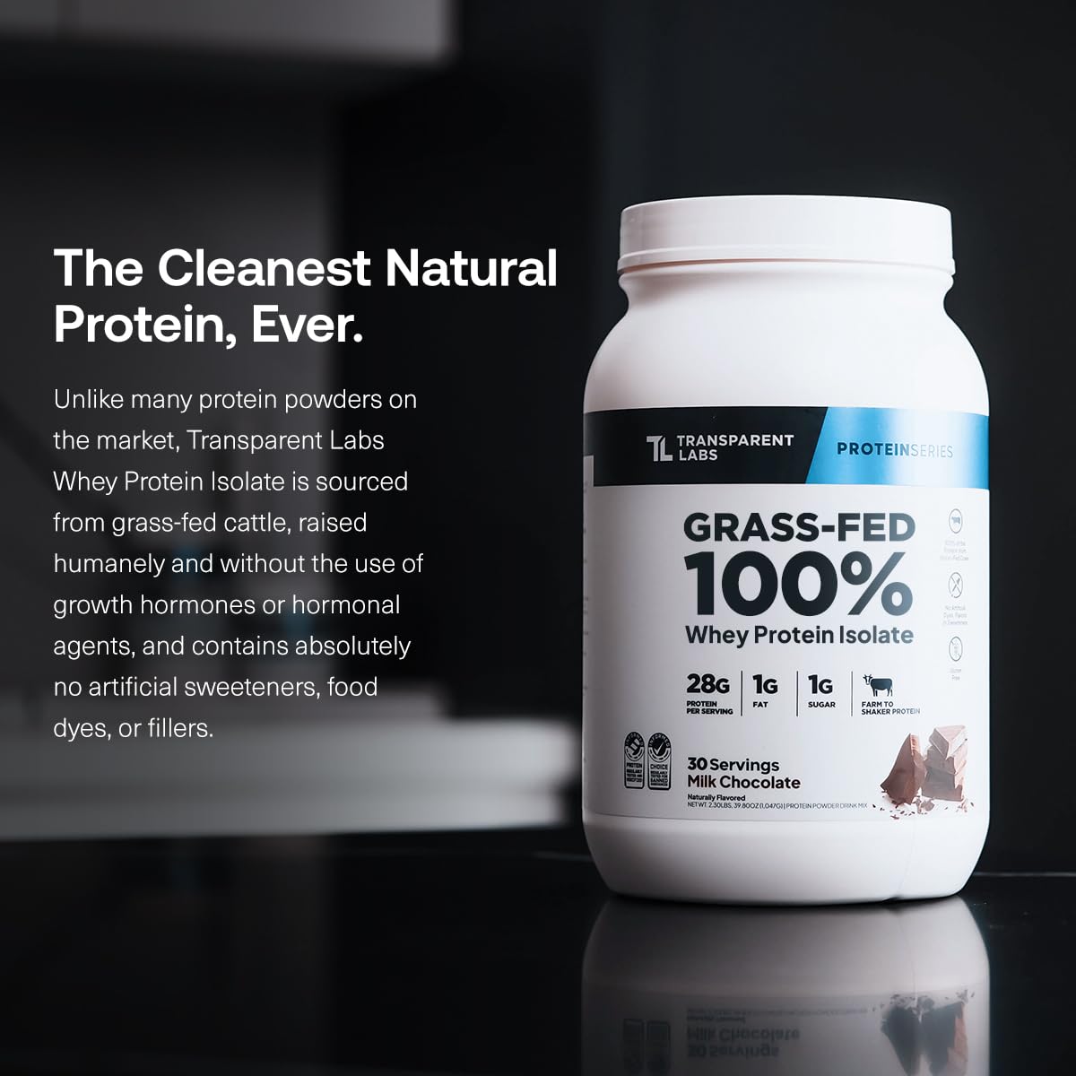 Transparent Labs Grass-Fed Whey Protein Isolate - Naturally Flavored, Gluten Free Whey Protein Powder with 28g of Protein per Serving & 9 Amino Acids - 30 Servings, French Vanilla - dailyvitalstore