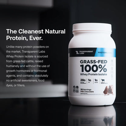 Transparent Labs Grass-Fed Whey Protein Isolate - Naturally Flavored, Gluten Free Whey Protein Powder with 28g of Protein per Serving & 9 Amino Acids - 30 Servings, French Vanilla - dailyvitalstore