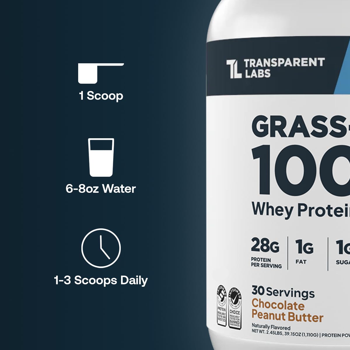 Transparent Labs Grass-Fed Whey Protein Isolate - Naturally Flavored, Gluten Free Whey Protein Powder with 28g of Protein per Serving & 9 Amino Acids - 30 Servings, French Vanilla - dailyvitalstore