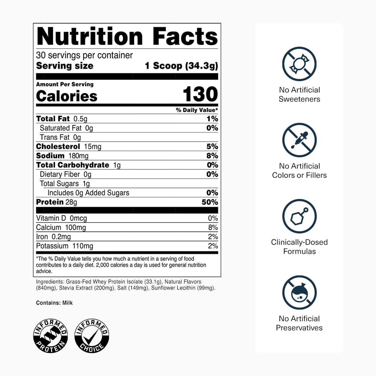Transparent Labs Grass-Fed Whey Protein Isolate - Naturally Flavored, Gluten Free Whey Protein Powder with 28g of Protein per Serving & 9 Amino Acids - 30 Servings, French Vanilla - dailyvitalstore