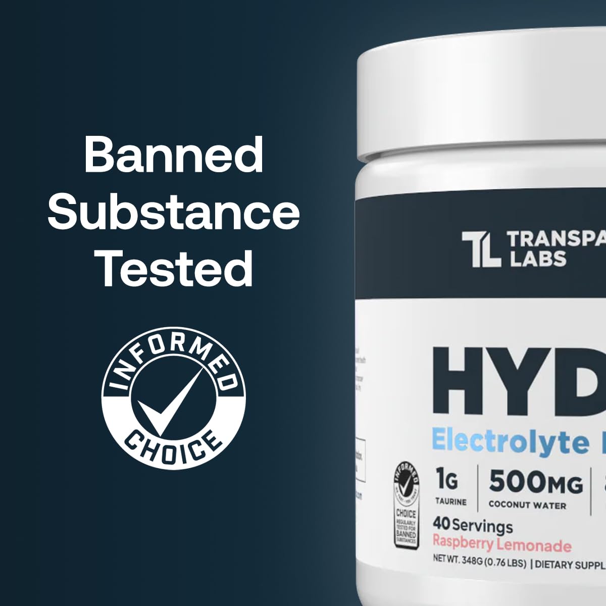 Transparent Labs Hydrate Naturally Sweetened Electrolytes Powder - Hydration Powder Electrolytes with Coconut Water, Calcium, Taurine, & Potassium - dailyvitalstore
