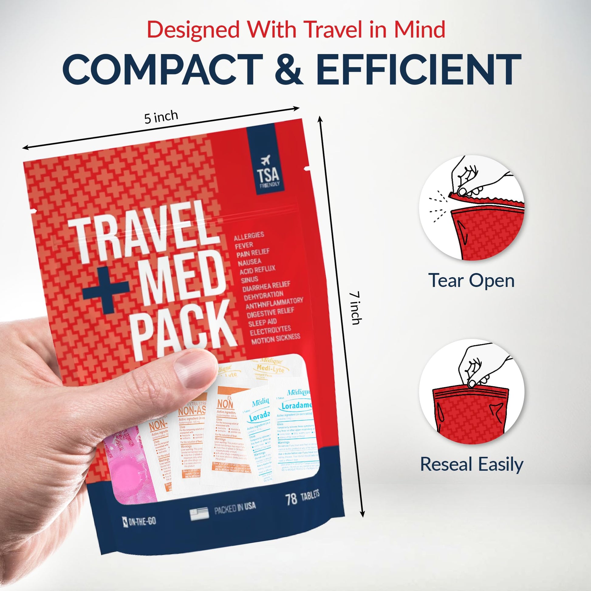 Travel Medicine Kit - 78-Piece TSA-Friendly Med Pack for Flights, Cruises & International Travel | Individually Wrapped Medication Essentials for Any Occasion - dailyvitalstore