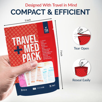 Travel Medicine Kit - 78-Piece TSA-Friendly Med Pack for Flights, Cruises & International Travel | Individually Wrapped Medication Essentials for Any Occasion - dailyvitalstore