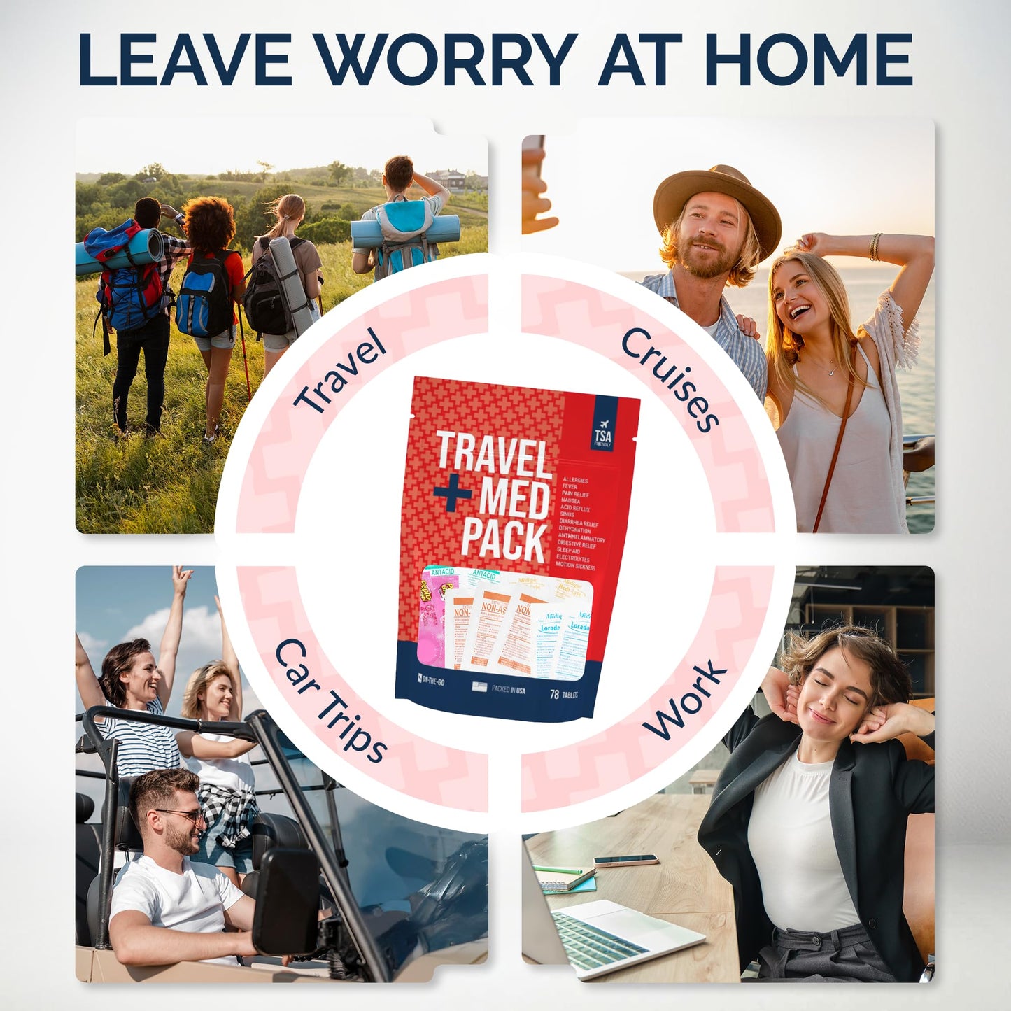 Travel Medicine Kit - 78-Piece TSA-Friendly Med Pack for Flights, Cruises & International Travel | Individually Wrapped Medication Essentials for Any Occasion - dailyvitalstore