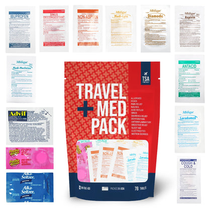 Travel Medicine Kit - 78-Piece TSA-Friendly Med Pack for Flights, Cruises & International Travel | Individually Wrapped Medication Essentials for Any Occasion - dailyvitalstore