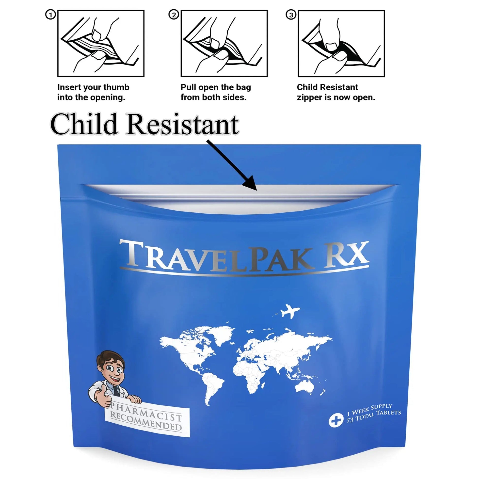 TravelPakRx Travel Essentials Medicine Kit - TSA-Approved Over-The-Counter Individual Medicine Packets, for Travel, Cruises, Camping, Created by Pharmacist - dailyvitalstore