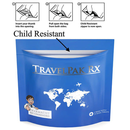TravelPakRx Travel Essentials Medicine Kit - TSA-Approved Over-The-Counter Individual Medicine Packets, for Travel, Cruises, Camping, Created by Pharmacist - dailyvitalstore
