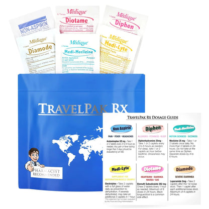 TravelPakRx Travel Essentials Medicine Kit - TSA-Approved Over-The-Counter Individual Medicine Packets, for Travel, Cruises, Camping, Created by Pharmacist - dailyvitalstore