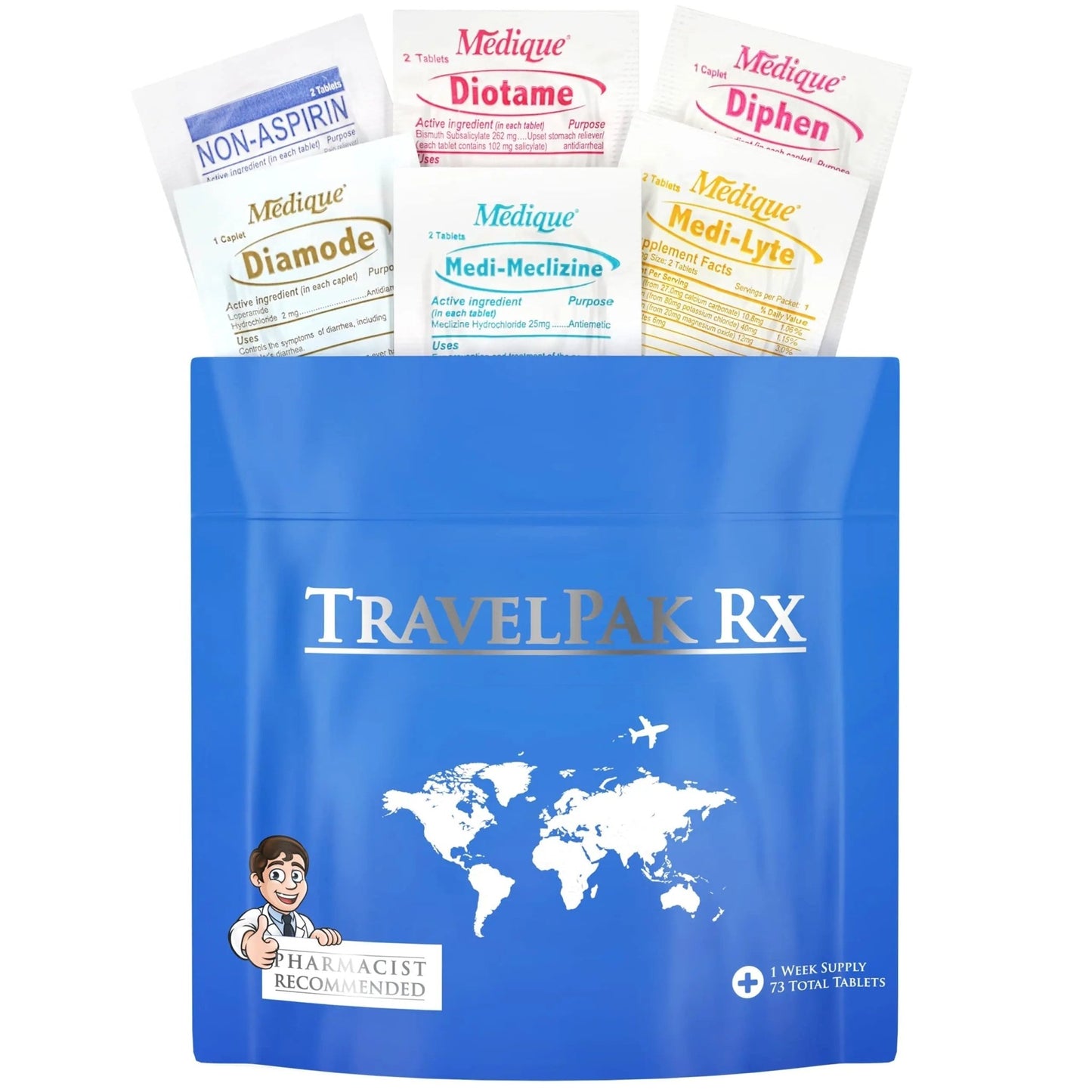 TravelPakRx Travel Essentials Medicine Kit - TSA-Approved Over-The-Counter Individual Medicine Packets, for Travel, Cruises, Camping, Created by Pharmacist - dailyvitalstore