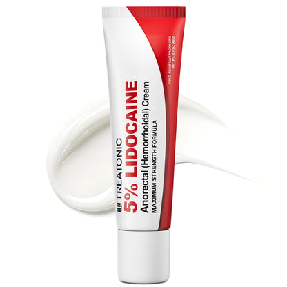 Treatonic 5% Lidocaine Numbing Cream: Lidocaine Cream for Pain Relief, Itching, Burning, Soreness, Hemorrhoid - Maximum Strength Topical Numb Cream - Fast Acting & Long Lasting Numbing Cream- 2.1 oz - dailyvitalstore