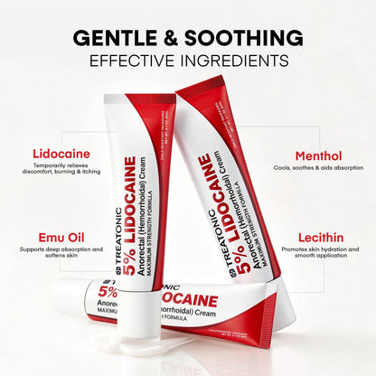 Treatonic 5% Lidocaine Numbing Cream: Lidocaine Cream for Pain Relief, Itching, Burning, Soreness, Hemorrhoid - Maximum Strength Topical Numb Cream - Fast Acting & Long Lasting Numbing Cream - 4.2 oz - dailyvitalstore