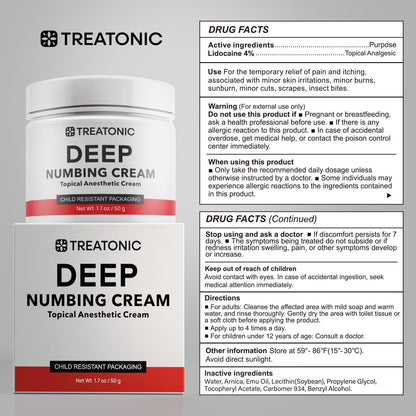Treatonic Maximum Strength Numbing Cream: Numbing Cream for Discomfort, Burn, Itch & Pain Relief - Fast-Acting, Soothing Topical Anesthetic with Menthol & Emu Oil for Hemorrhoid Treatment – 1.7oz - dailyvitalstore