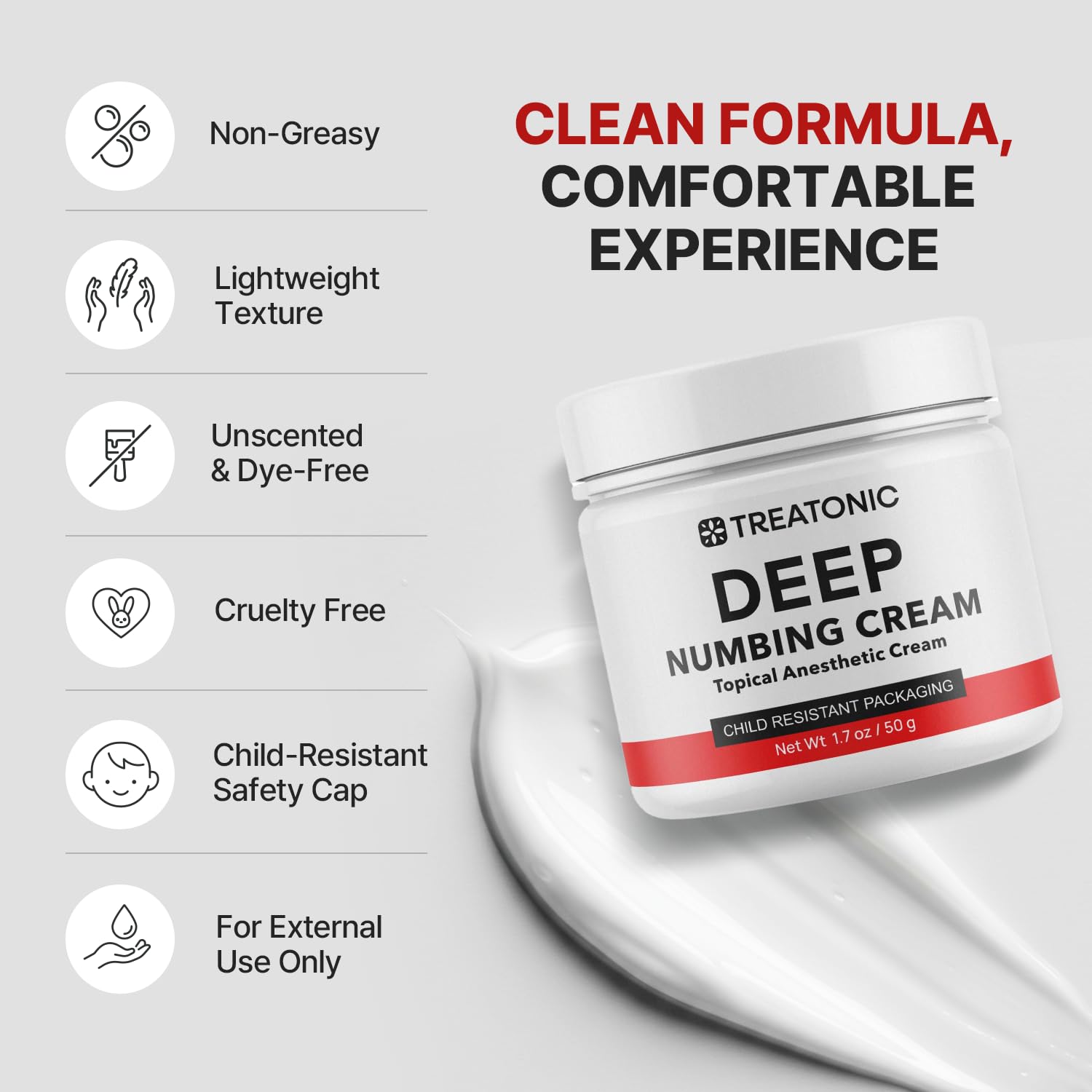 Treatonic Maximum Strength Numbing Cream: Numbing Cream for Discomfort, Burn, Itch & Pain Relief - Fast-Acting, Soothing Topical Anesthetic with Menthol & Emu Oil for Hemorrhoid Treatment – 1.7oz - dailyvitalstore