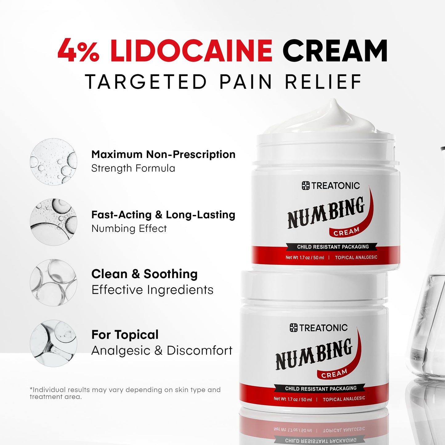 Treatonic Numbing Cream: Extra Strength Numbing Cream for Discomfort, Burning, Itching, & After Sun - Maximum Strength Topical Anesthetic with Menthol & Emu Oil for Toes Feet Hands Legs Arms – 1.7oz - dailyvitalstore