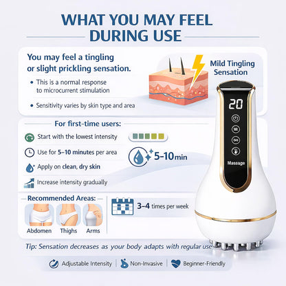 Treayes Lymphatic Drainage Massager & Anti Cellulite Massage Tool – 20-Level Heat, Microcurrent & Vibration, Ergonomic Rechargeable Design for Legs, Arms, Waist & Belly - dailyvitalstore