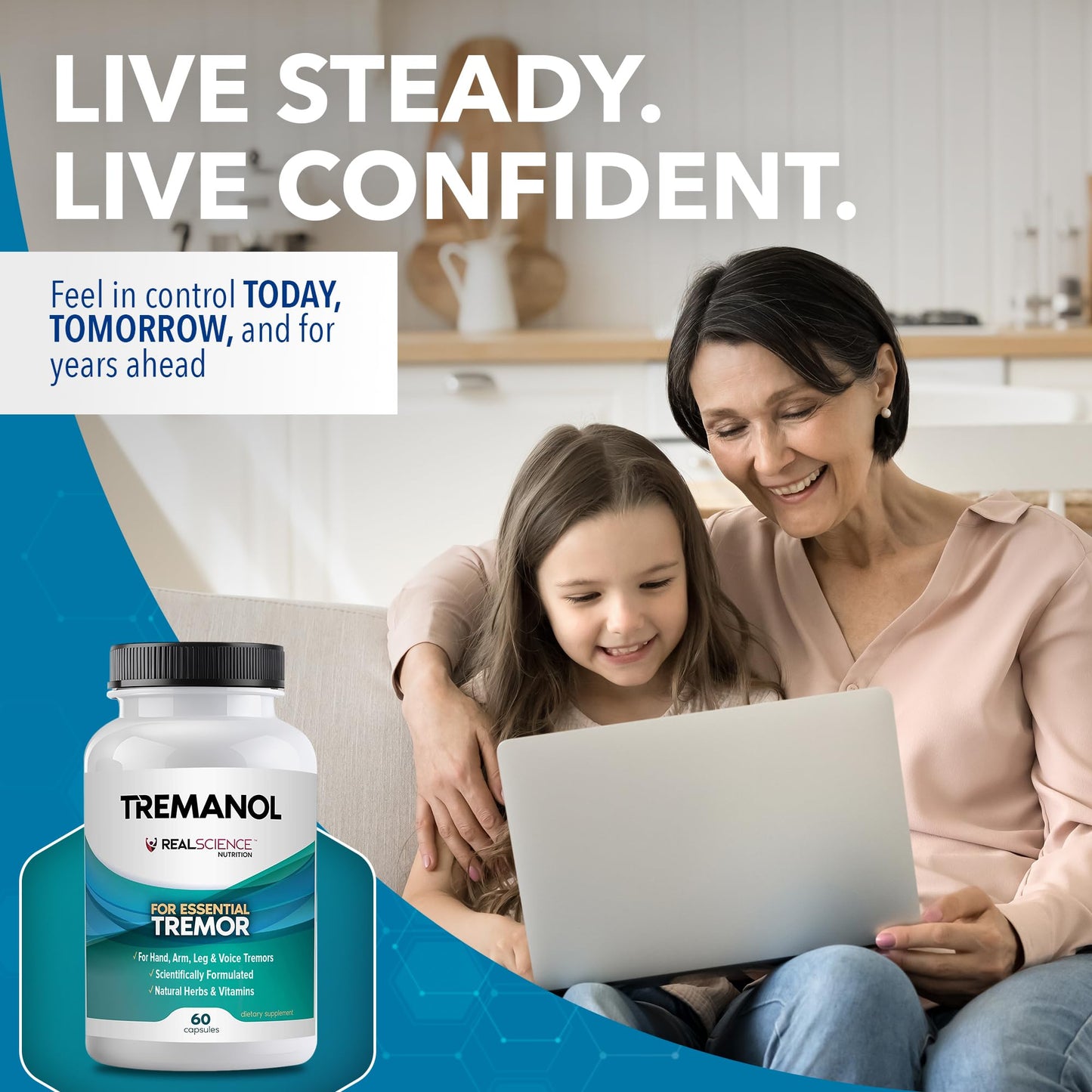 Tremanol Natural Aid Herbal Supplement – Includes Vitamin B2 & B12, Passionflower & Skullcap – 60 Caps (Pack of 3) – Made in USA - dailyvitalstore