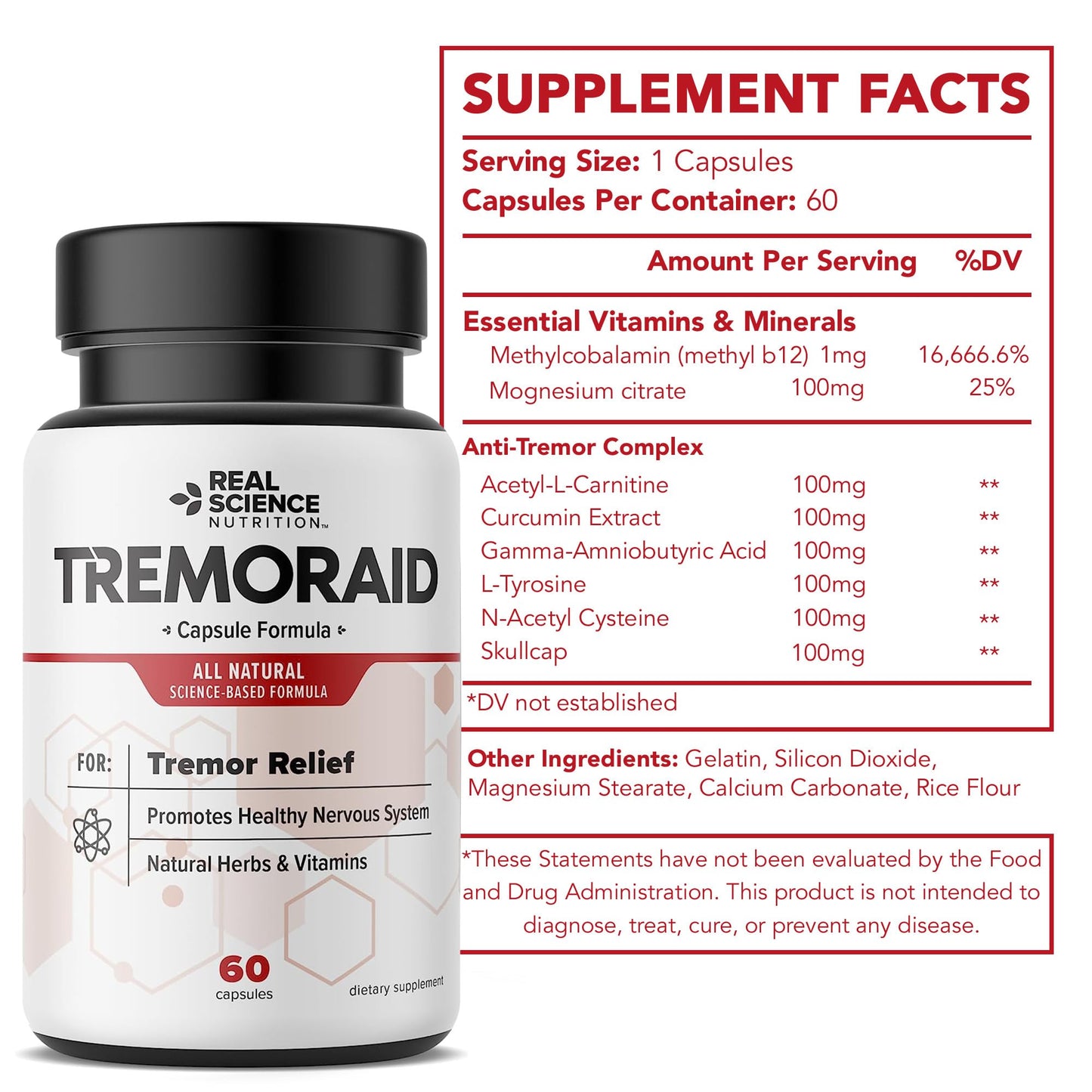 Tremoraid Essential Tremor Relief Supplements (60 Caps)* (3 Bottles) - dailyvitalstore
