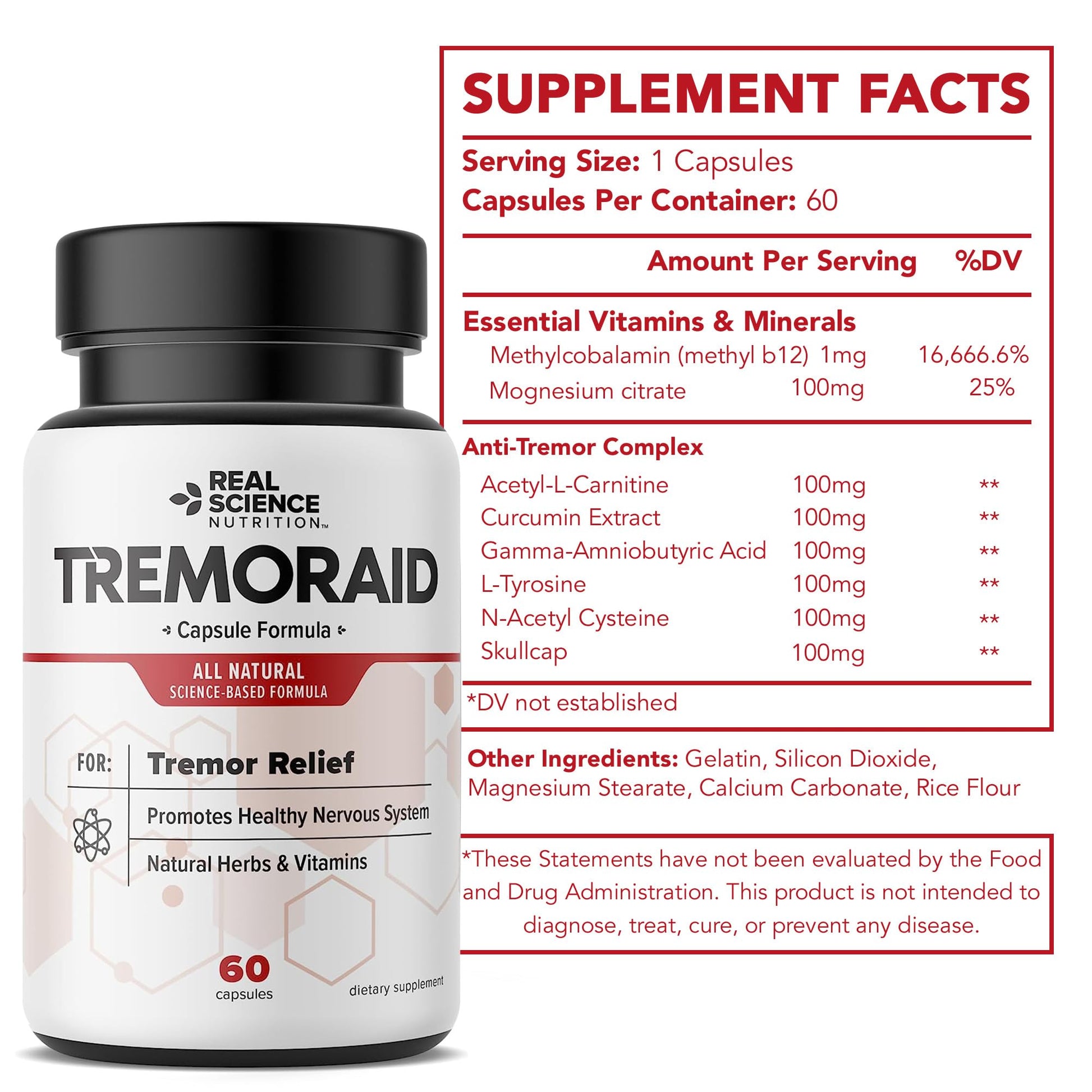 Tremoraid Essential Tremor Relief Supplements (60 Caps)* (3 Bottles) - dailyvitalstore