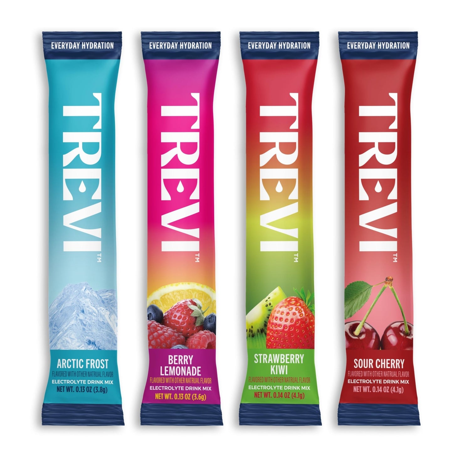 TREVI™ Everyday Sugar Free Electrolytes - Essential Drink Mix Hydration Powder Packets - 20 Count - Favorites Variety Pack - Sour Cherry, Strawberry Kiwi, Berry Lemonade, Arctic Frost - dailyvitalstore